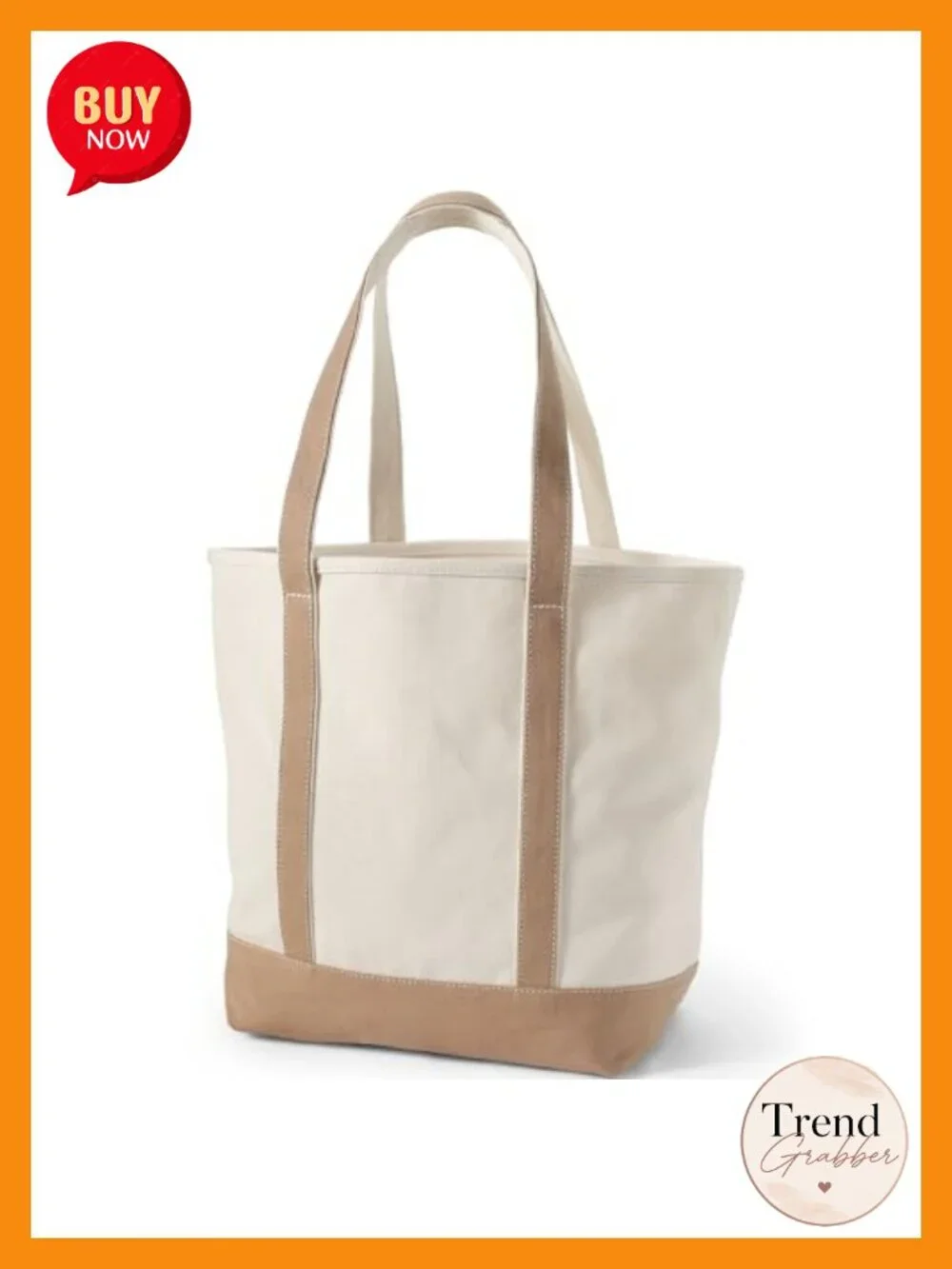 Large Canvas Tote with 5 Pockets, Shoulder Handles, Structured Base
